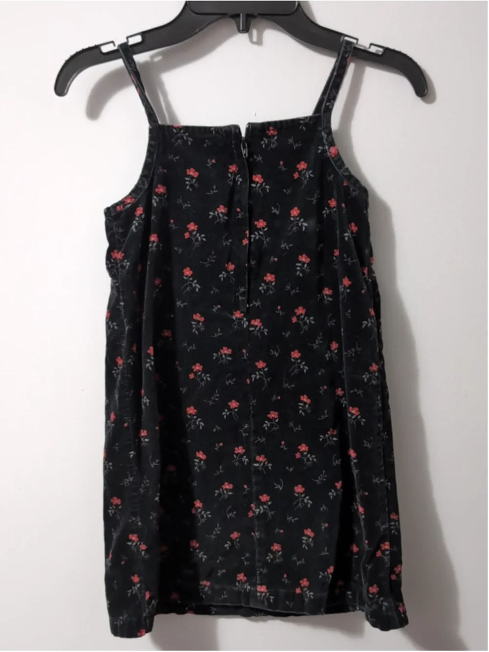 Vintage Osh Kosh B'Gosh Kids Girls Velvet Black Floral Jumper Dress Y2K Size 6X